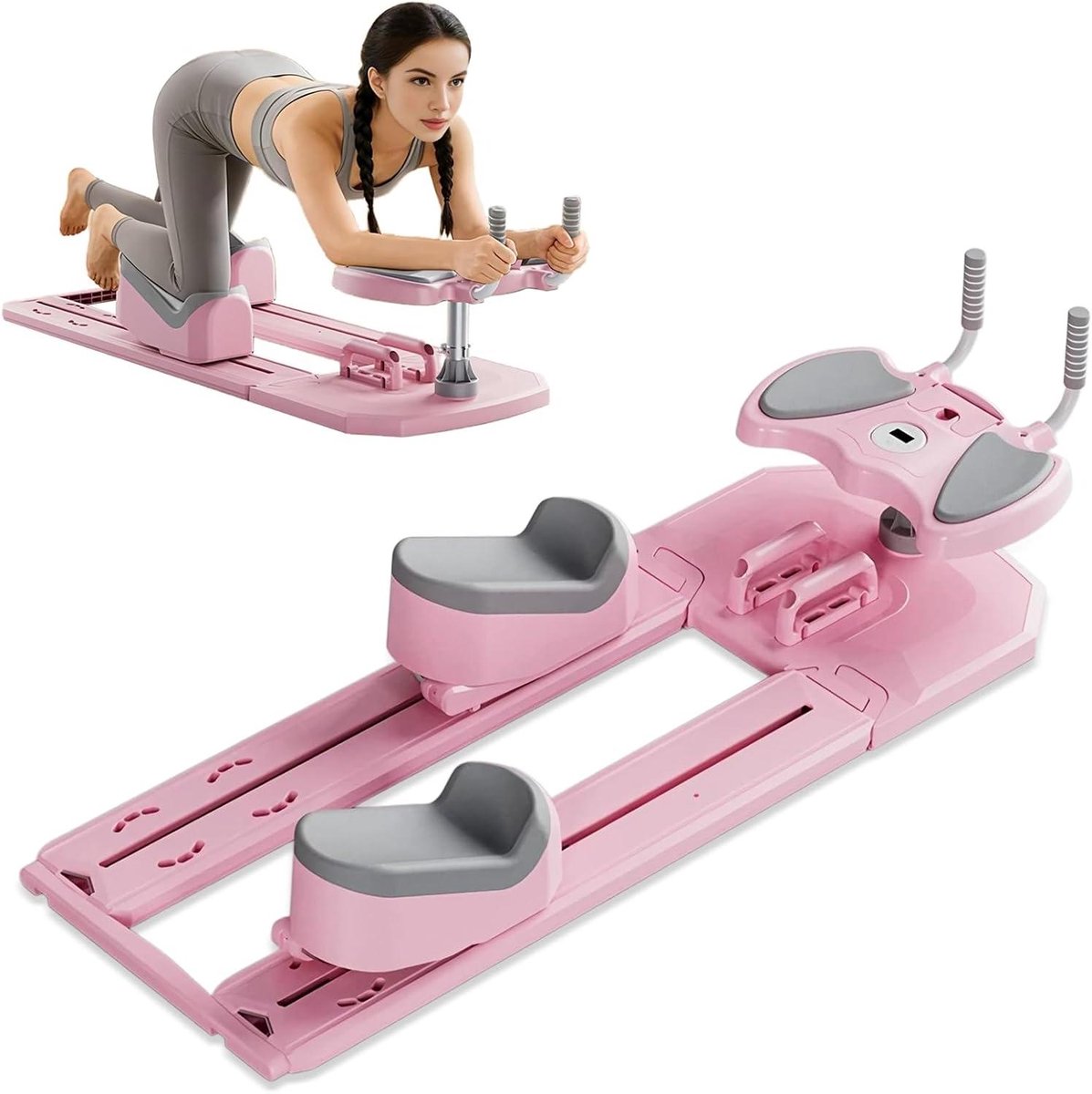 Buiktrainer Machine - Kruiptrainer Core Trainer - Thuis trainen - Dynamische Lumbale Stretch - 120 kg maximaal - Roze