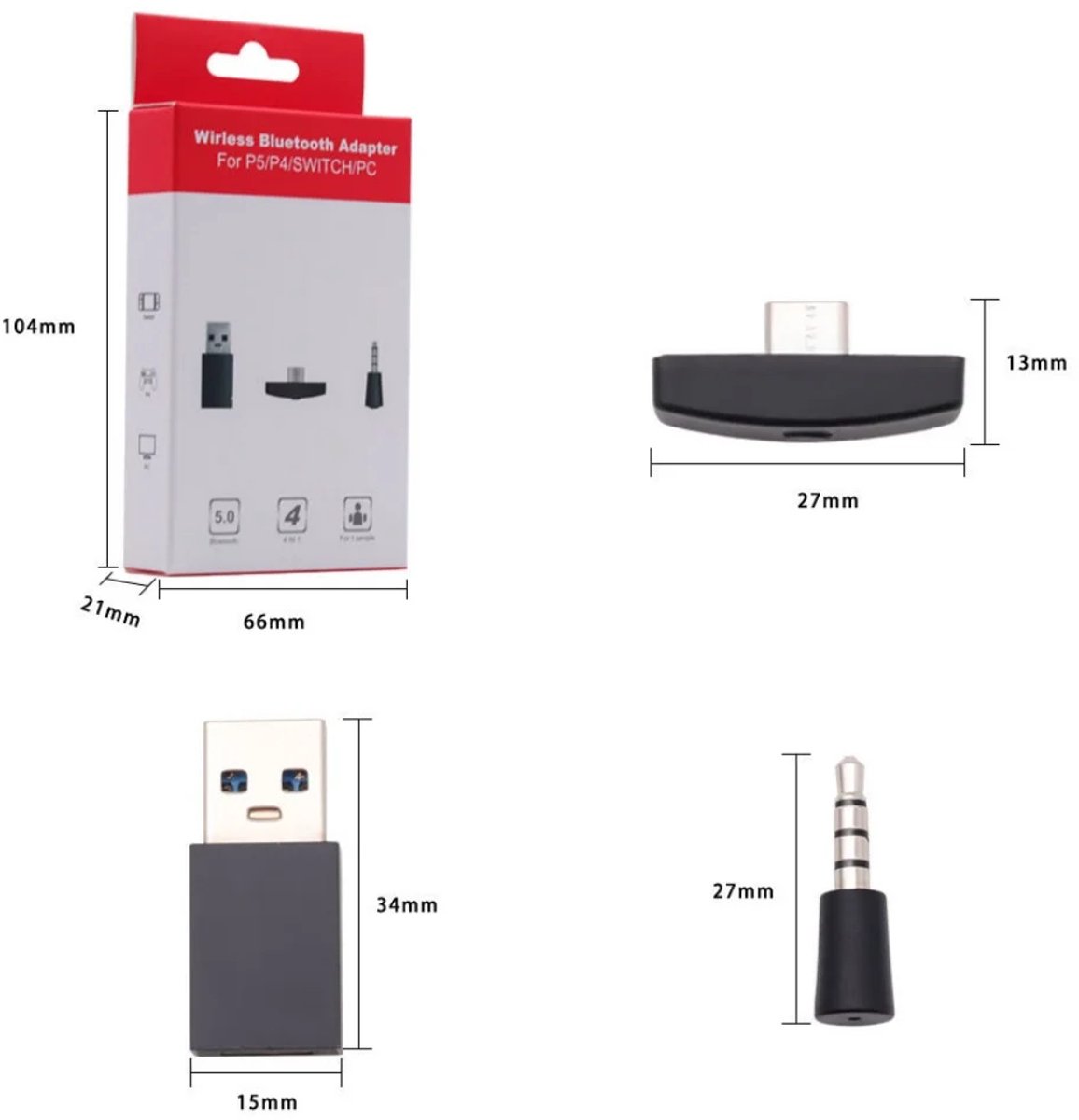 Bluetooth 5.1 Dongle Adapter Voor PS4/PS5 – Mini-ontvanger Met 3,5 Mm Microfoon, Plug-and-play, 10 Meter Bereik 3 miniatura