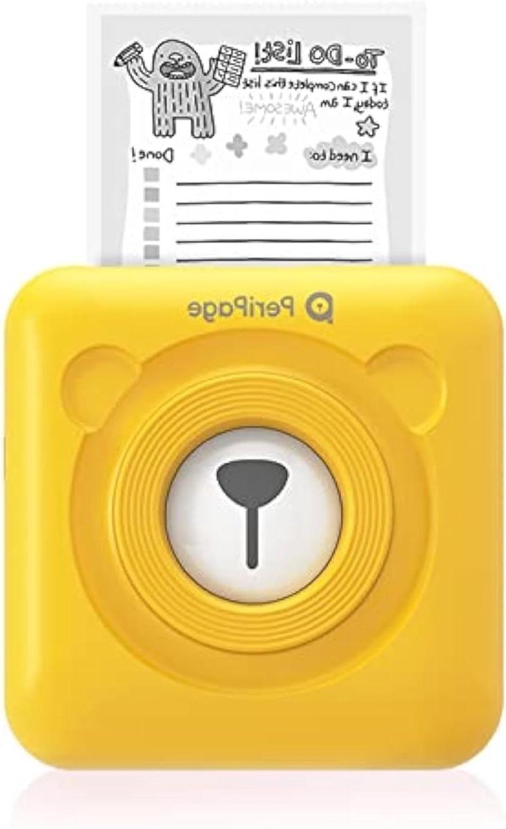 Mini Thermische Printer - Draagbare Labelmaker - Foto's Notities Printen - Draadloos Bluetooth Verbinding - 304 DPI Resolutie - Geel