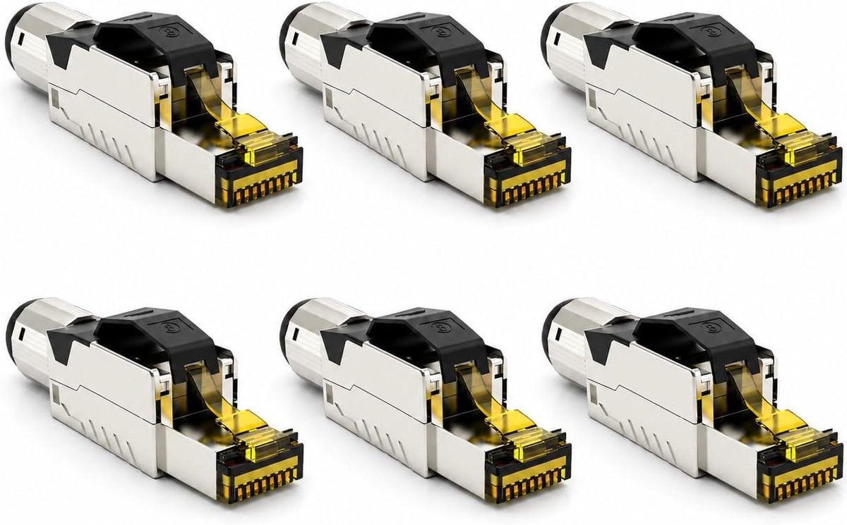 Netwerk Pluggen - RJ45 Connectoren - Snelle Dataoverdracht - Installatie Zonder Gereedschap - 6 Stuks - Grijs