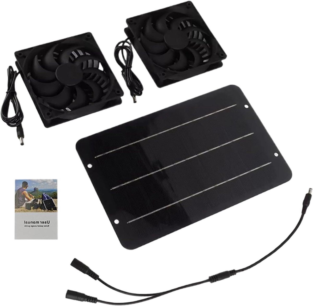 Dubbele Ventilator - Op Zonne-energie - Buitenkoeling - Intelligente Zonne-energie - 5x21x5 cm - Uniek