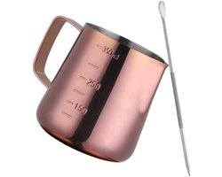 Espresso Stoomkan 350ml van RVS voor Latte Art, Melkopschuimen en Koffiecreaties in Roségoud