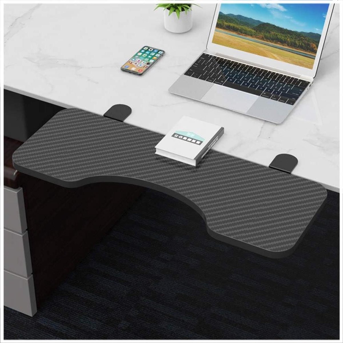 Toetsenbordhouder Onder Bureau - Bureau Uitbreiding - Ergonomisch Werken - Zonder Bureaubeschadiging - 75 x 24 cm - Zwart