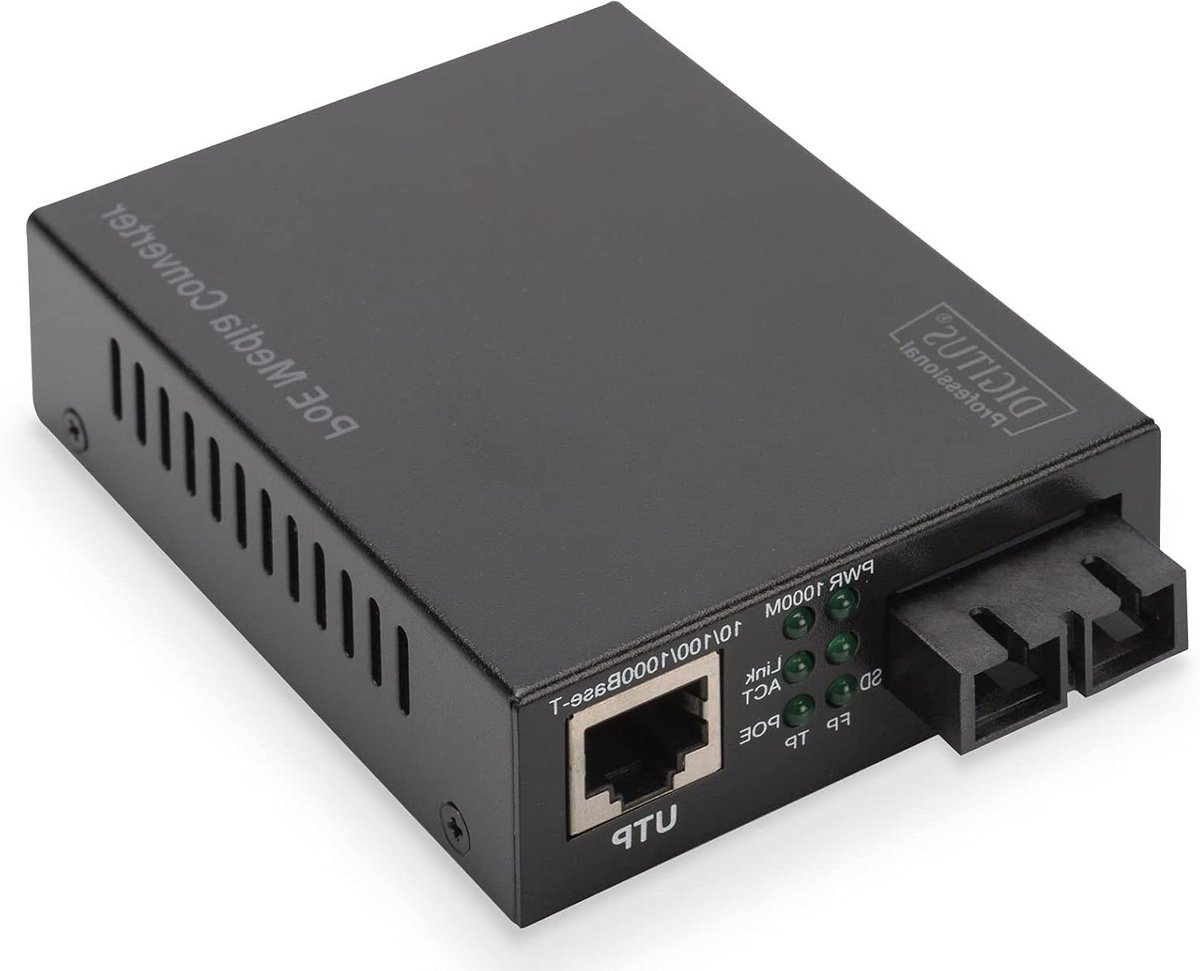 Netwerk Media Converter - Signaal Omzetter - Signalen Migreren - Gigabit Ethernet - 20 km Bereik - Zwart