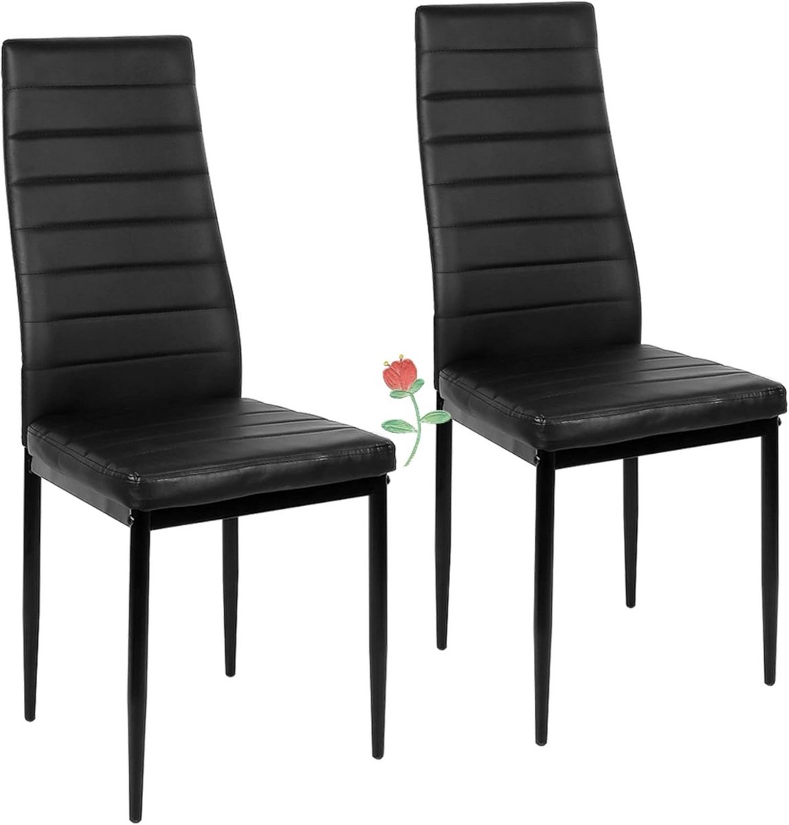 Set van 2 Stapelbare Eetkamerstoelen met Kunstleren Bekleding en Stalen Frame