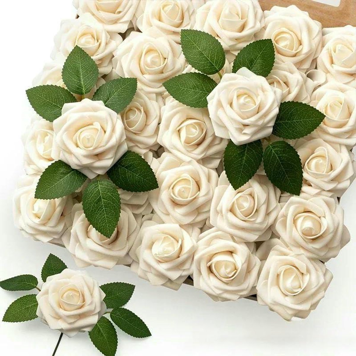 Kunstbloemen Rozen - Decoratie Bloemen - Huis Decoratie - Flexibel Boeket - 10 Stuks - Cha