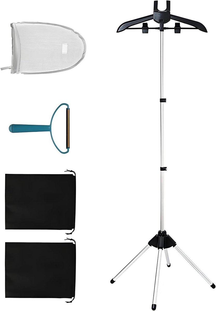Stoomstrijkijzer standaard - Kledinghanger stomer - Kleding kreukvrij - 360 graden rotatie - Tot 160 cm - Zwart