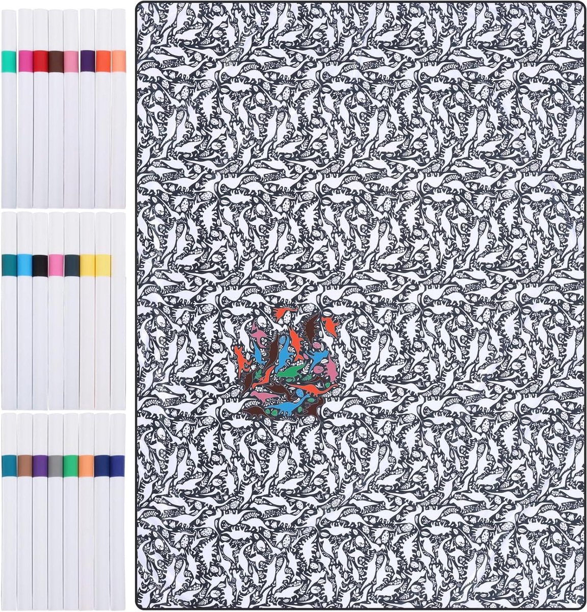 Kleurdeken voor kinderen - Fleece kunstproject - Creatief knutselen - Machinewasbaar en herbruikbaar - 150 x 125 cm - Stijl 2