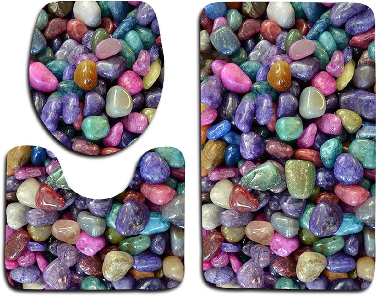 Toilet Mat Set - Badkamer Tapijt - Badkamer Decoratie - 3-Delige Set - 50x80cm - Geprint