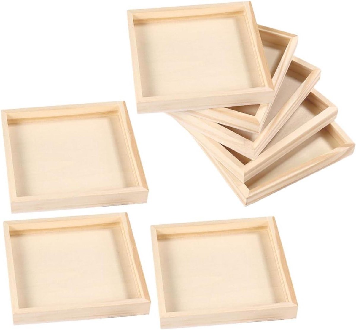 Puzzel Bakjes - Sorteren Opbergen - Legpuzzel Hulp - Houten Constructie - 8 Stuks - Lichtgeel