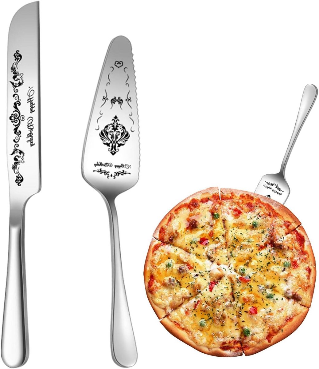 Taartserveerset - Taartschep Spatel - Taart Aansnijden - Roestvrij Staal - 27.9 cm - Zilver