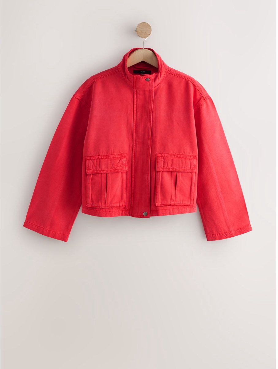 Next - Dames - Katoenen utility-jack met trechterkraag - Rood