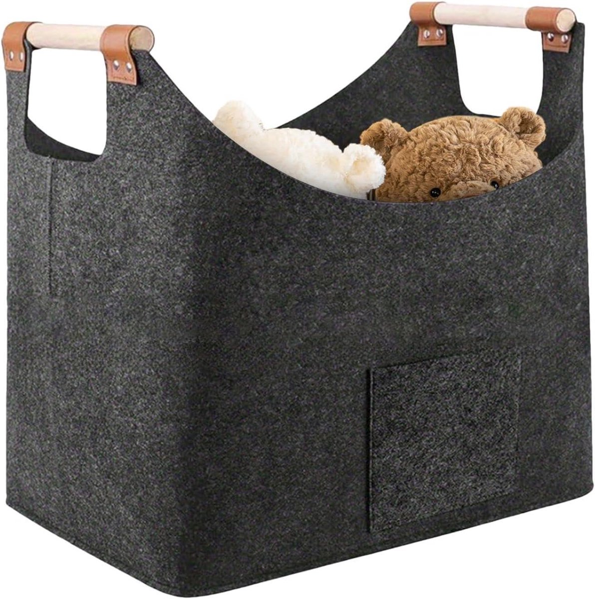 Brandhout tas - Hout drager - Haardhout opslag - Ruim ontwerp - 55 x 40 x 32 cm - Grijs