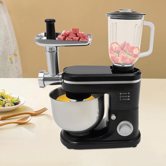Elektrische Keukenmixer - Handmixer Kom - Bakken Deeg Maken - Krachtige 1500W Motor - 6 Liter Kom - Zwart — afbeelding 5
