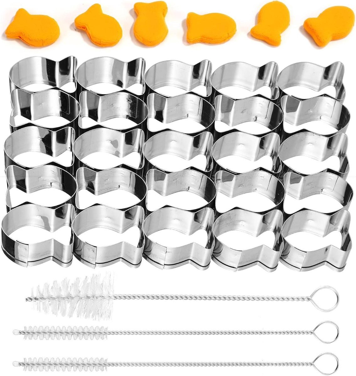 Koekjesvorm Vis - Mini Uitsteker - Zelf Koekjes Maken - 25 Holtes - 12 cm - Zilver