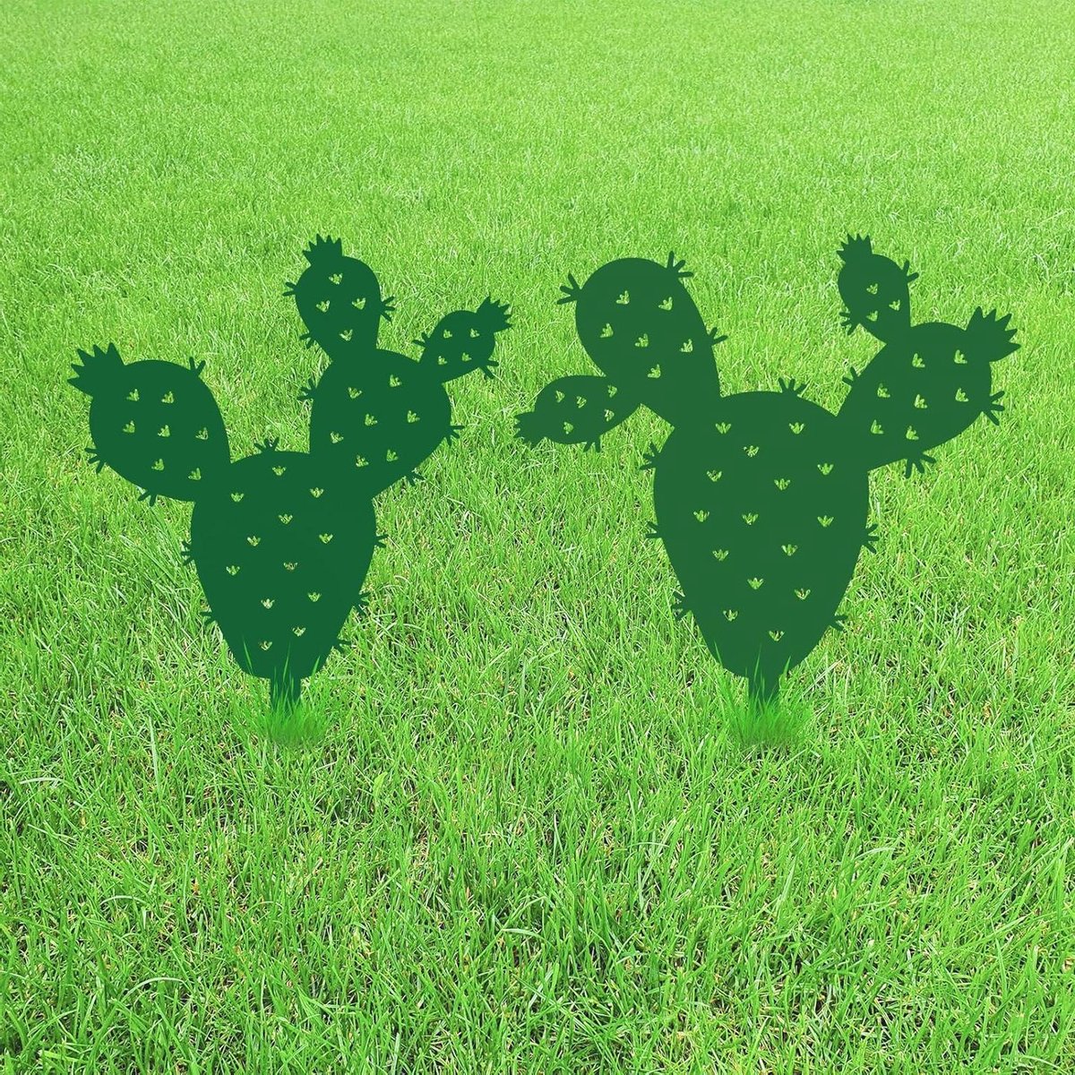 Plantenstokken Cactus - Decoratieve Staven - Tuin Decoratie - Weerbestendig Metaal - 30 x 25 cm - Groen