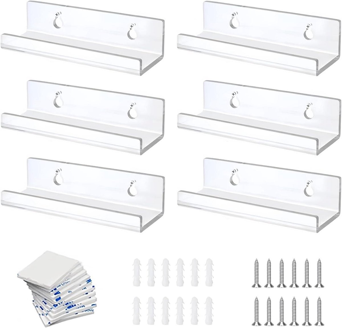Planken voor Vinyl - Wandhouders - Presenteer Muziek - Stijlvolle Decoratie - 6 Stuks - Transparant