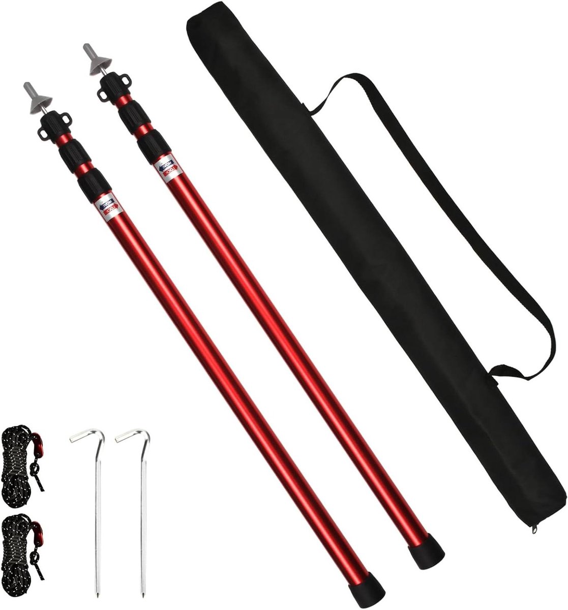 Telescoopstangen - Luifelstokken - Kamperen Buiten - Verstelbare Hoogte - 95-234 cm - Rood