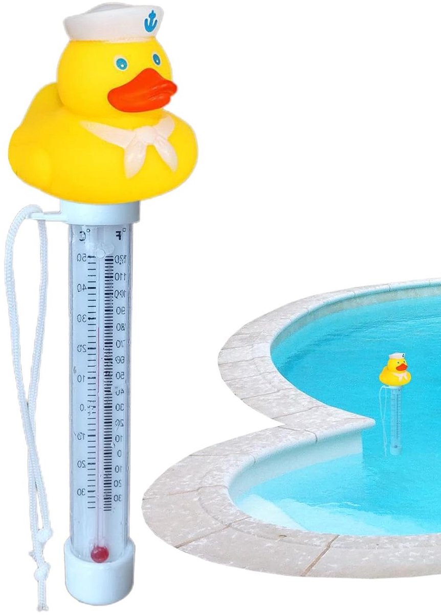 Zwembad Thermometer - Watermeter Drijvend - Watertemperatuur Meten - Vrolijk Eenden Design - 20 Centimeter Lang - Marineblauw