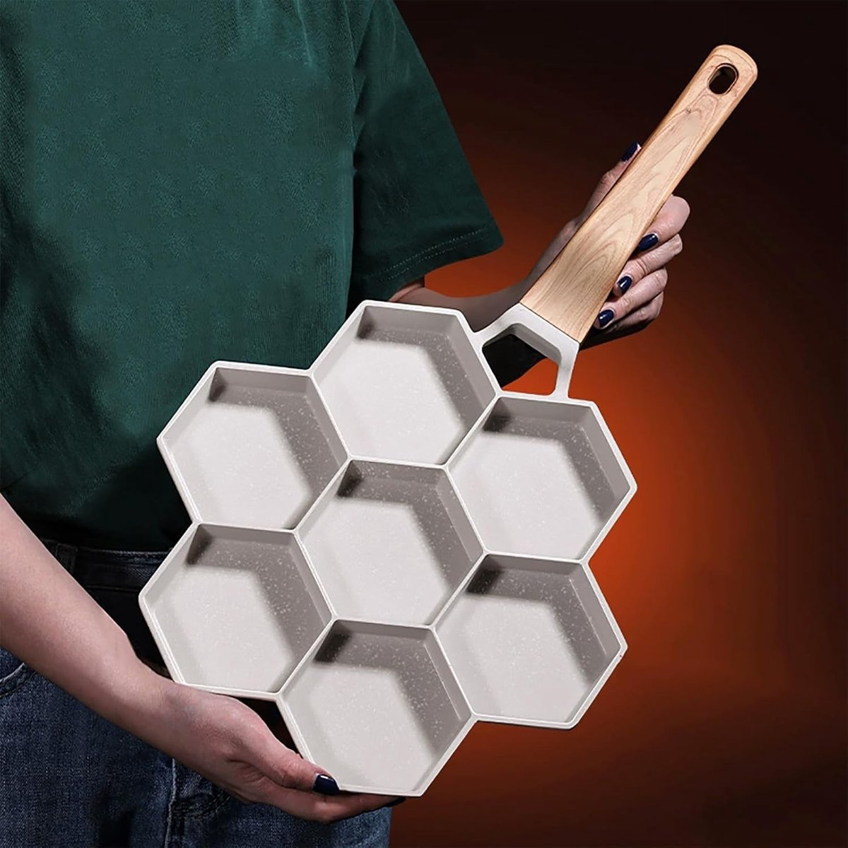 Pannenkoekenpan Zeven Gaten - Ontbijt Pan - Meerdere Gelijk Koken - Antiaanbaklaag - 750 gram - Zwart