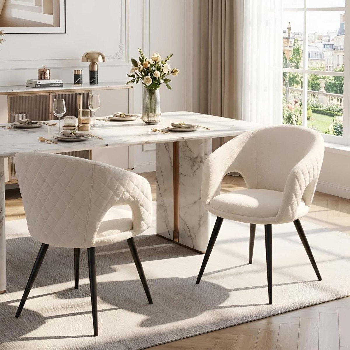 Eetkamerstoelen Set - Keukenstoelen Loungestoelen - Comfortabel Zitten - Diamantroosters D
