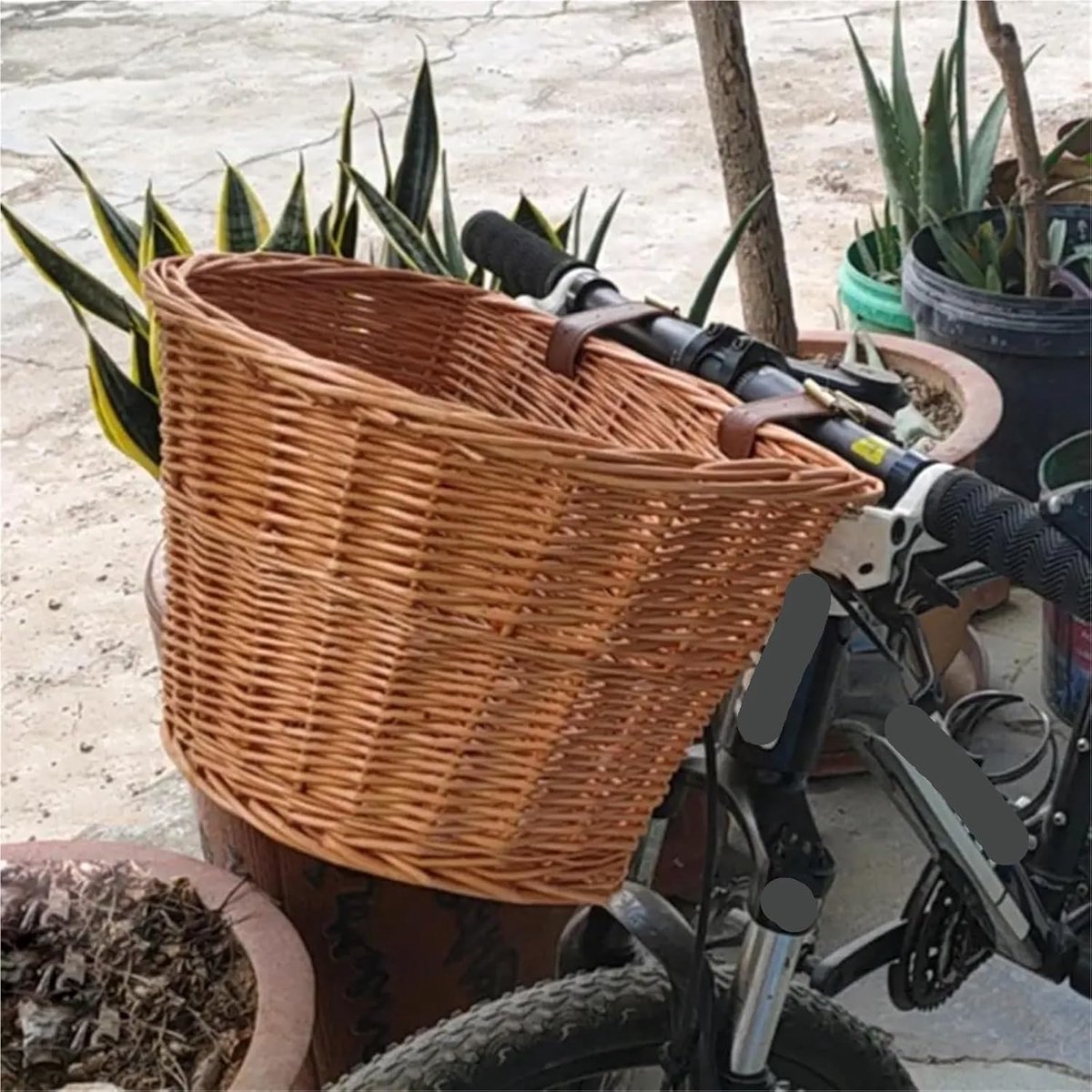 Fietsmand - Mand voor fiets - Boodschappen vervoeren - Handgeweven - 36 cm lang - Natuurlijk
