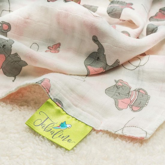 Baby Knuffeldoekje - Speendoekje Zachte Doek - Kroelen en Slapen - Met Speenlus - 30x30 cm - Roze Olifanten — afbeelding 2