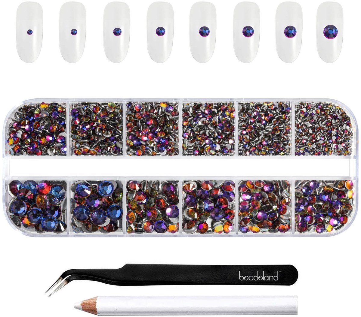 Allecto - Strassteentjes - Nailart - 2500 stuks - Blauwe vulkaan