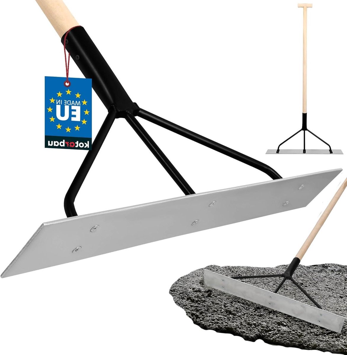 Betonverteiler - Betonafstrijker - Beton Egaliseren - Stalen Werkvlak - 625 x 9 cm - Zilver Zwart