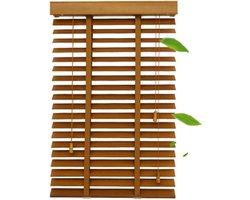 Houten jaloezieën - Horizontale raambekleding - Privacy en verduistering - Lindehout met 50mm latten - 60 x 220 cm - Bruin