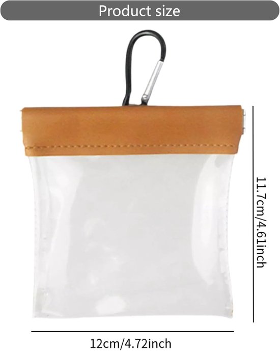 Doorzichtige Golf Tee Tas Met Carabinerhaak - Snelsluiting Van Pvc - 12x12 Cm - Geschikt Voor Houten En Plastic Golf Tees - Zonder Tees — afbeelding 3