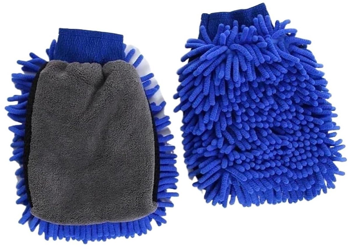 Autowashandschoen - Chenille handschoen - Auto poetsen - Dubbelzijdig - 15x24cm - Blauw