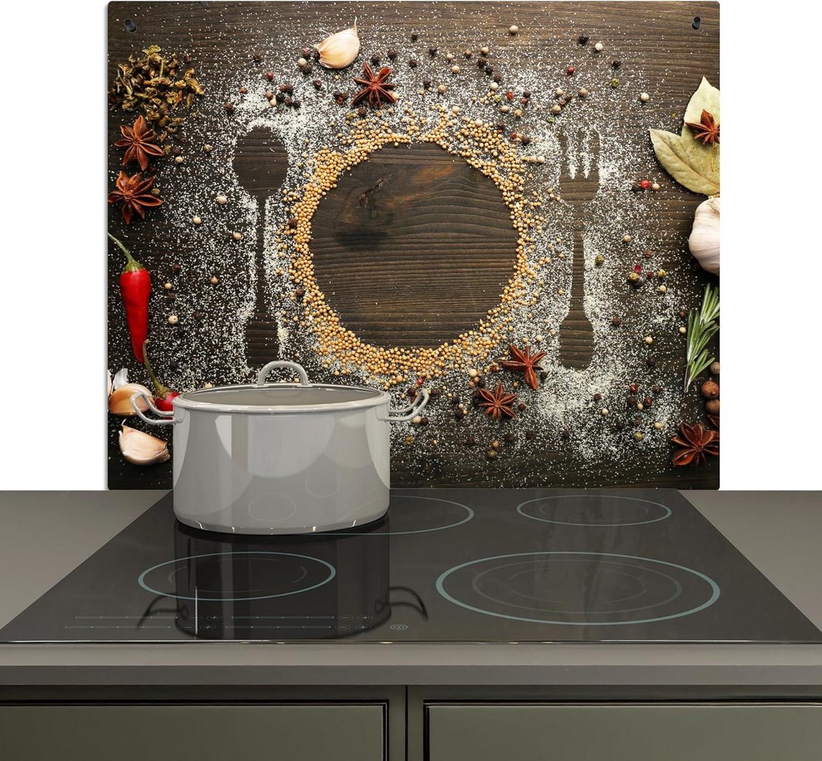 Spatwand Keuken Wandbeschermer Kookplaat Koken en Reinigen 2-in-1 Functie 51.3x58.3 cm Hout