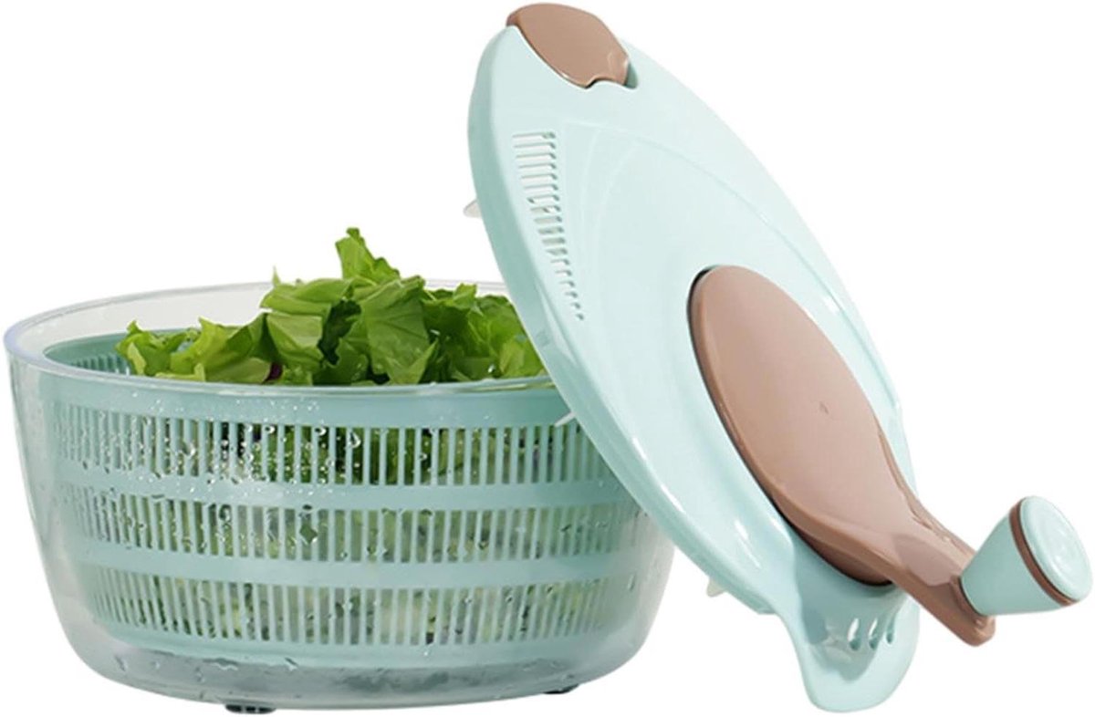 Salade Spinner - Groente Droger - Maaltijd Voorbereiding - Dubbellaags Capaciteit - 26.8 cm - Blauw