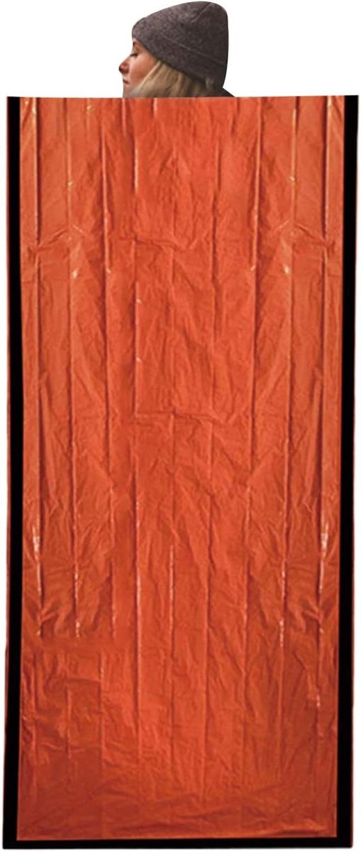 Kampeer slaapzak - Noodzakelijke deken - Buiten overnachten - Reflecterende warmte - 266 x 91 cm - Oranje