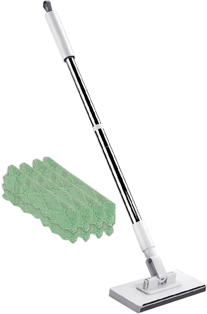 Stofdoek Vloer - Dweil set - Efficiënt schoonmaken - 360 graden draaikop - 100 cm lengte - Grijs