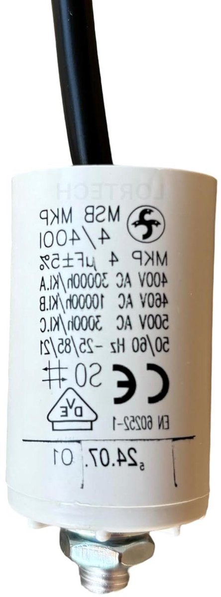 Condensator 4 µF - Elektrisch onderdeel - Motoren starten - Gemaakt in Europa - 30 mm x 48 mm