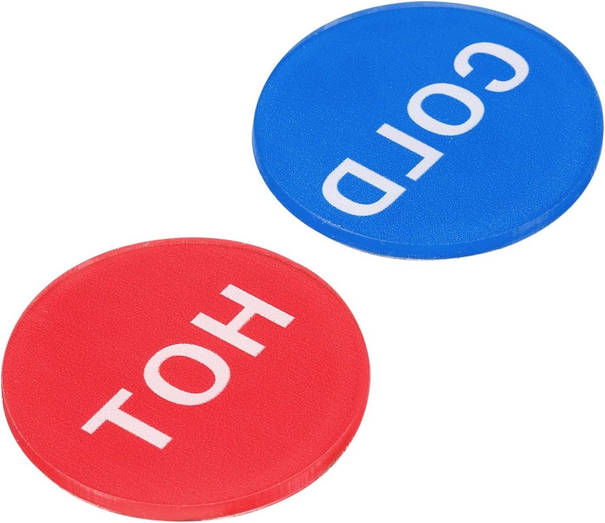 Zelfklevend Waterlabel - Kraan Sticker - Temperatuur Herkennen - Waterdicht Acryl - 36 x 2 mm - Rood Wit Blauw Wit
