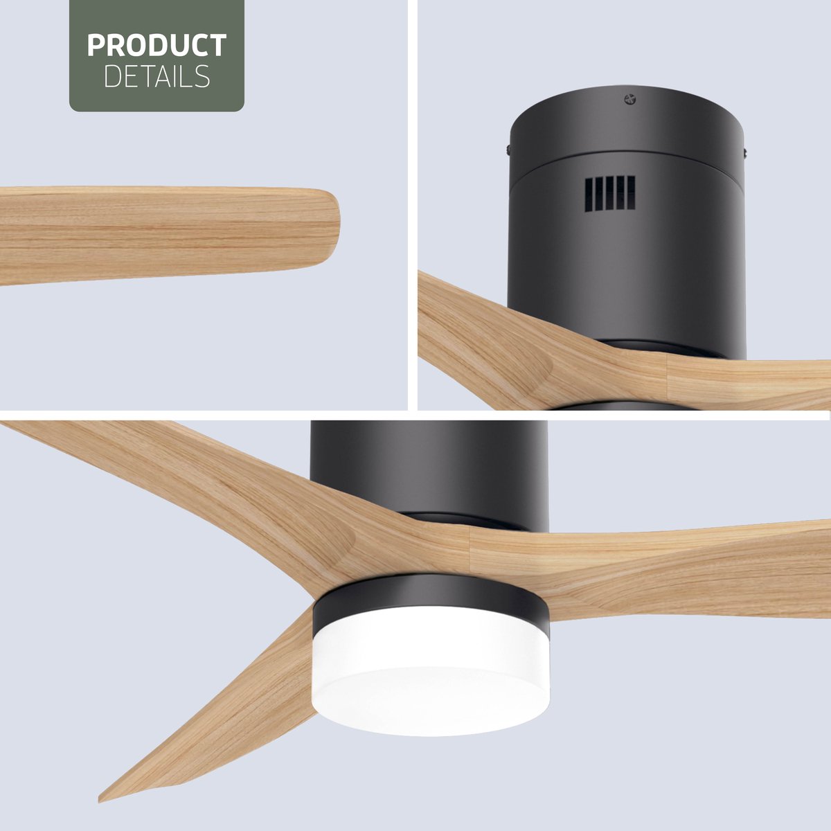 Varin® Smart Ventilator met LED verlichting - Zwart/Naturel - Tuya Wifi - LED 18W CCT - Lange bladen - Ø 132cm - 6 snelheden - Super stil 20dB - Met afstandsbediening en app - Ventilatorkachel - Ventilatoren plafond - Verkoeling en verwarming — afbeelding 10