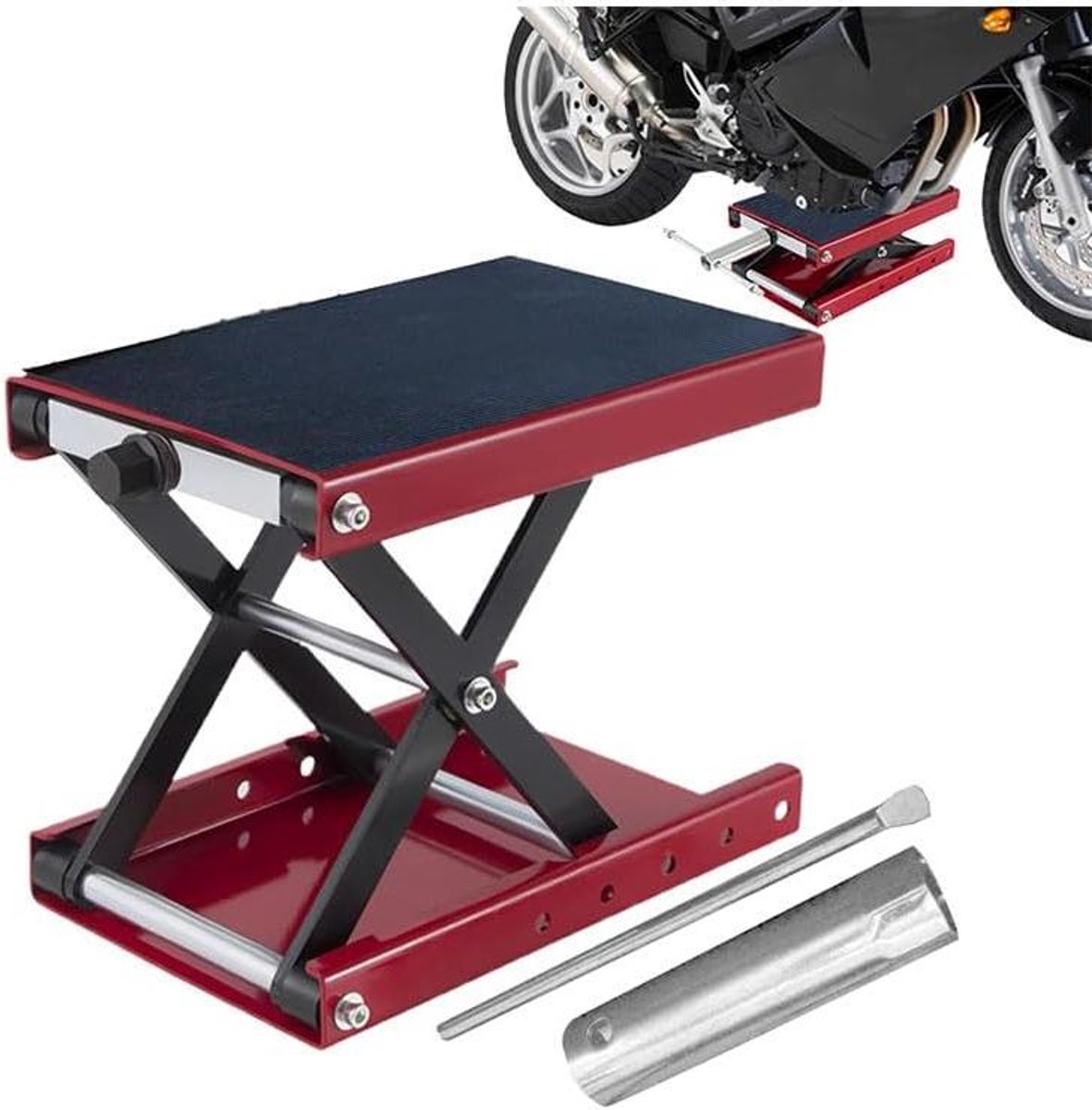 Motorlift Schaarlift - Heftafel Compact - Onderhoud Scooter - Ruimtebesparend Ontwerp - 86 x 60 x 80 cm - Zwart