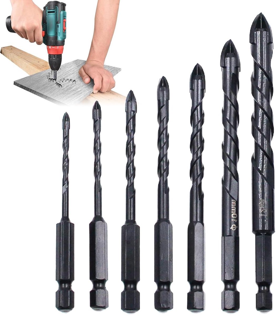 Tegelboorbits Set - Keramiek Betonboren - Moeiteloos Boren - Geavanceerde Stabiliteitscontrole - 7-delig - Metaal