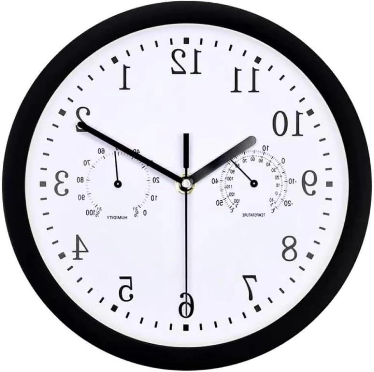 Waterproof Buitenklok - Decoratieve Wandklok - Buiten Lezen - Inclusief Hygrometer - Diameter 25.5 cm - Zwart
