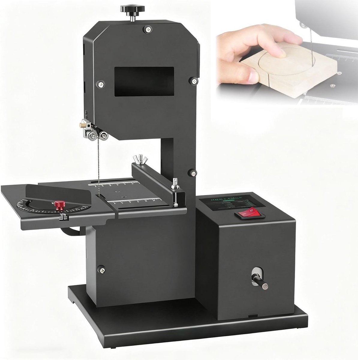 Houtzaagmachine 800W - Tafelzaagmachine Werkbank - Precisie Zagen - 0-45° Kantelbaar - 90mm Keeldiepte - Meerkleurig