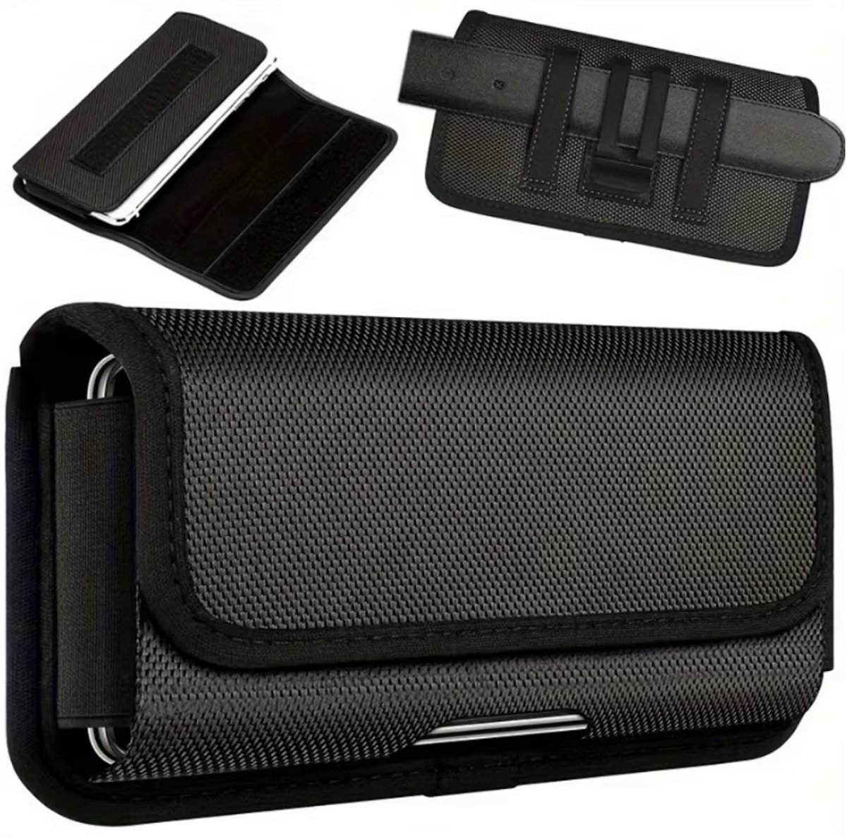 Actie4you® - 17.5 x 10 x 2.5 – XXL - Riem Holster Hoesje - Universeel Telefoonhoesje Nylon Holster - Hoesje – Voor Grote Smart Phones – Riem telefoon hoes – Zwart