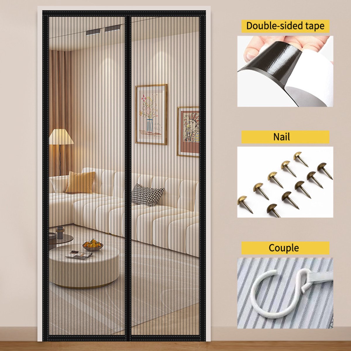 Vliegengordijn 90x210cm - Luxe Deurhor Magnetisch - Horgordijn – Vliegengordijn – Hordeur - zwart - Deurgordijn - Horgordijn Deur