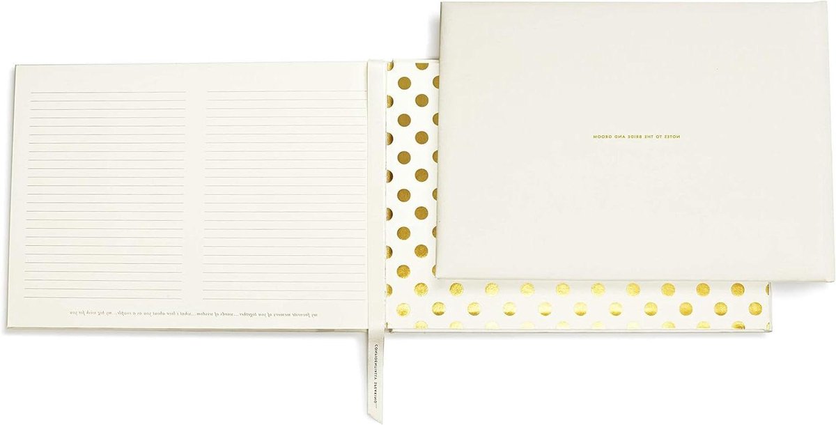 Gastenboek Bruiloft - Huwelijksboek - Bruiloft Herinneringen - Inclusief Advieskaarten - 14 x 10 Inch - Gouden Stippen