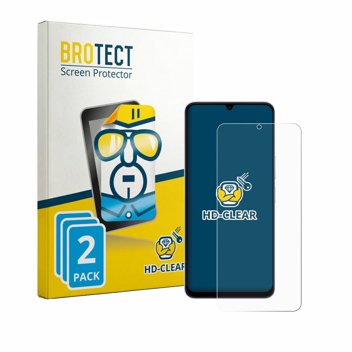 BROTECT - Screenprotector voor vivo Y05 - Folie Beschermfolie transparant 2 Stuks