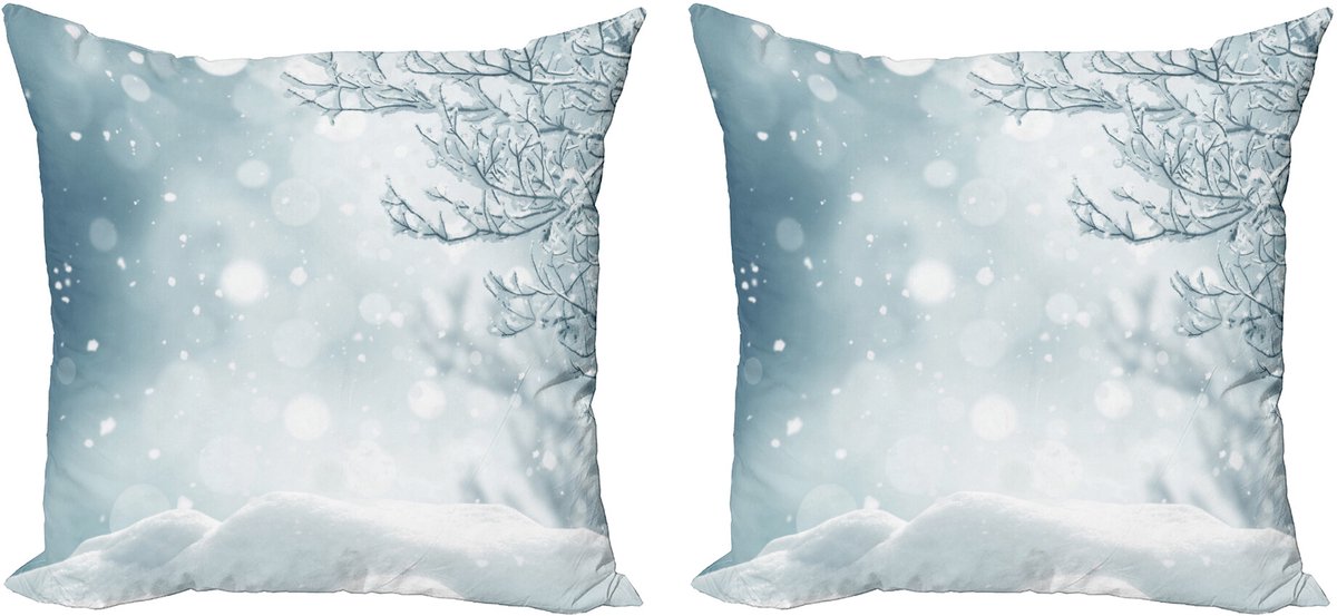 ABAKUHAUS Decoratieve kussenhoezen voor de winter, set van 2, kerstsneeuw, moderne accenten, dubbelzijdige digitale print, 60x60 cm, leisteenblauw wit Slate Blauw Wit