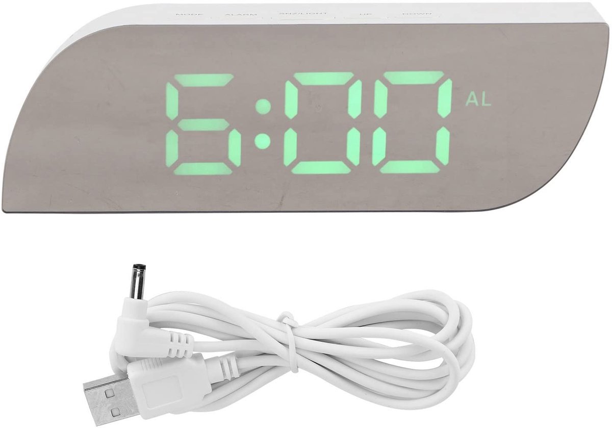 SVGCommerce - LED Digitale Klok - Slaapkamer Uurweergave - 12/24 Uur Formaat - Bureau Klok - Spiegelweergave - Modern Design - Geschikt voor Thuis - Z