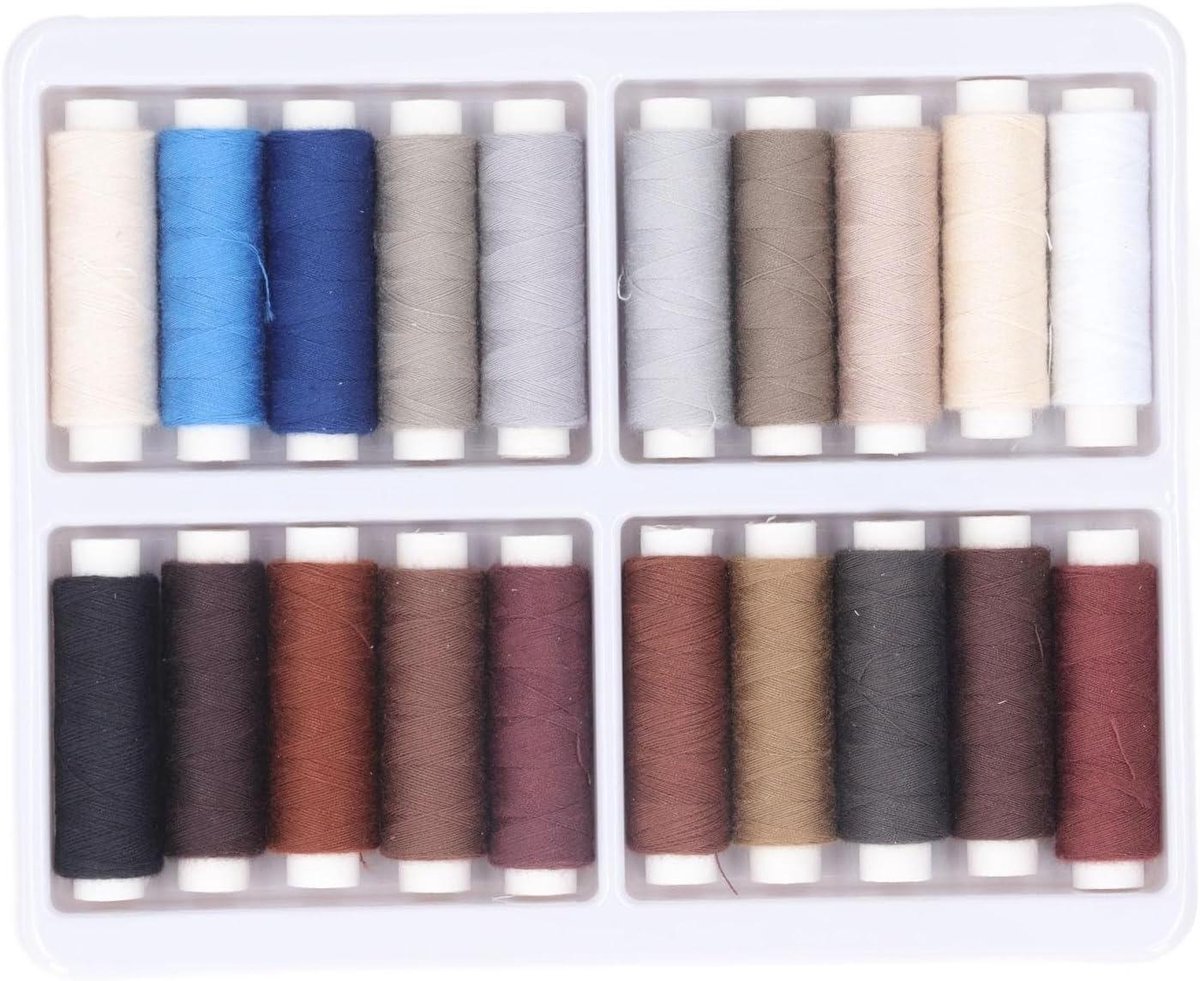 Naaigaren Set - Polyester Garen - Kleding Repareren - 20 Donkere Kleuren - 329 Ft Spoel - Donker